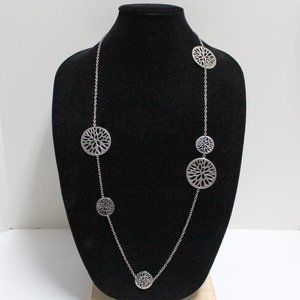 NY New York & Company Silver Tone 36" Adjustable Lobster Clasp Necklace